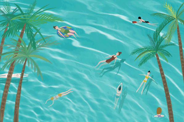 游泳插画gif动图