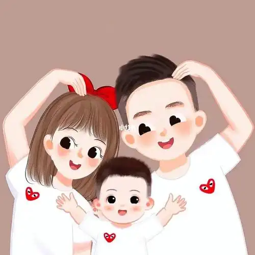 小红书自带滤镜 #情侣头像  #手绘头像  #一家三口亲子手绘头像