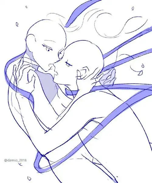 连接二人命运的丝带—「双人模板」#绘画参考##模板