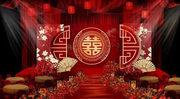 中式婚礼舞台背景图片