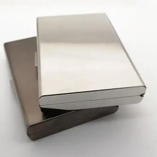 新款商务烟盒16支装金属不锈钢烟盒两面翻盖开合薄款烟盒批发