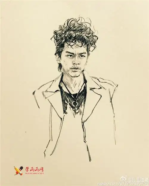 恶棍天使邓超速写步骤__速写教程_速写图片_速写入门_学画画网_国内最