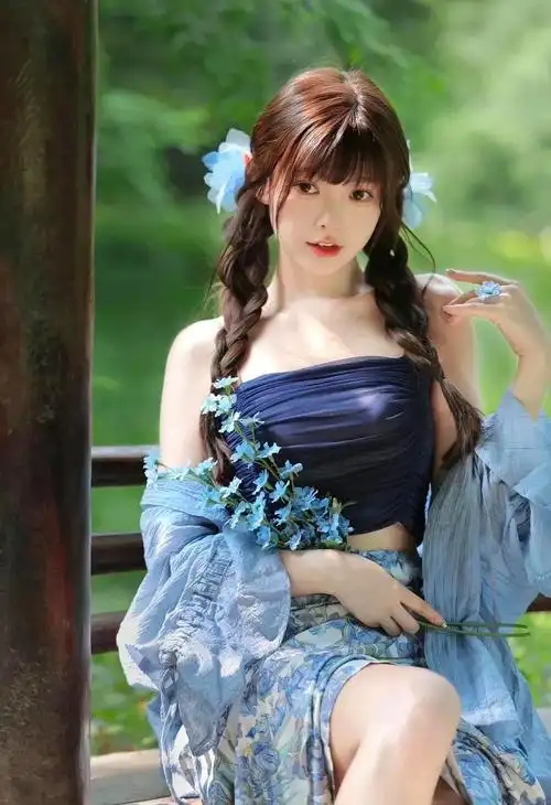 麻花辫清纯美女写真