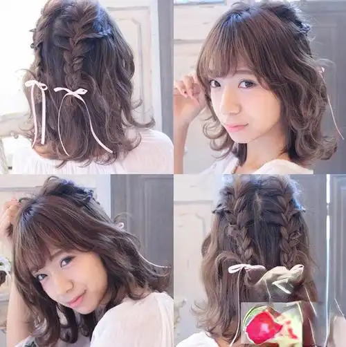 少女甜美约会发型 半扎发编发图片大全