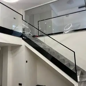 明装侧装窄边玻璃扶手铝合金u型卡槽别墅玻璃固定不锈钢楼梯包边