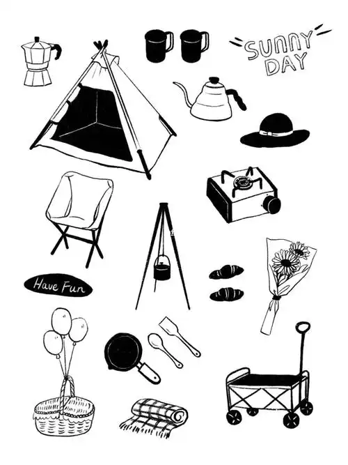 继续用黑白来呈现吧78#黑白  #手帐  #野营  #野餐  #画画的日常