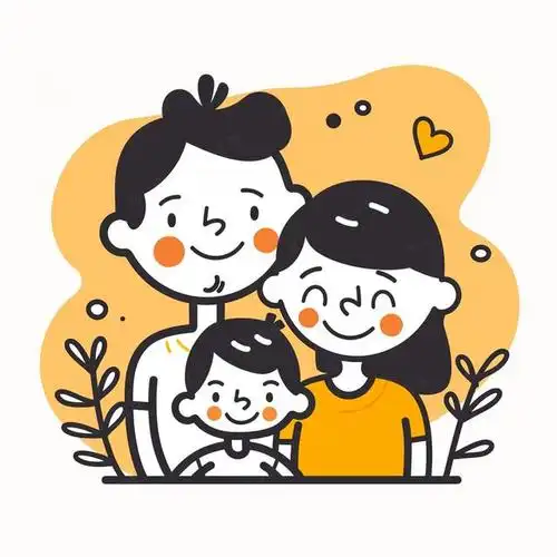 亲子头像|三口之家简笔画头像