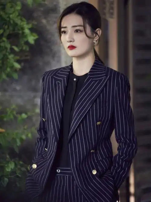 2021春条纹西服英伦风休闲时尚徐璐同款女西装气质韩版小香风套装