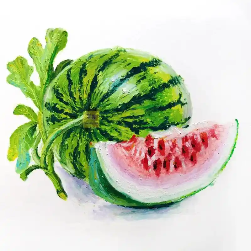 油画棒西瓜绘画.油画棒水果绘画在线教学#创意美术 #油画棒  - 抖音