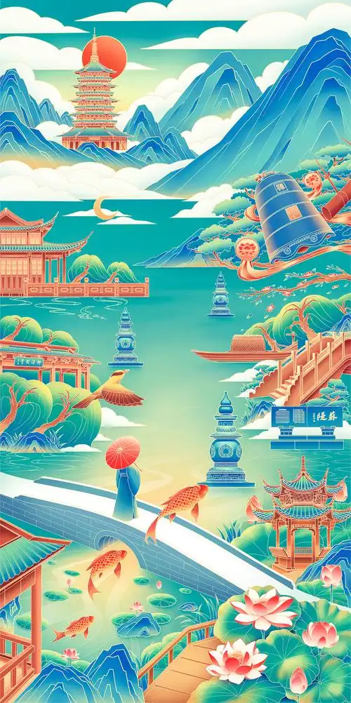 西湖十景插画|插画|商业插画|mot木 - 原创作品 - 站酷 (zcool)