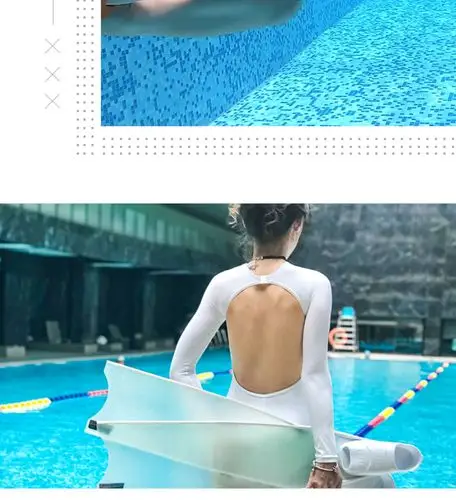 frenzel法兰左性感露背比基尼防晒长袖连体泳衣女显瘦自由潜水服