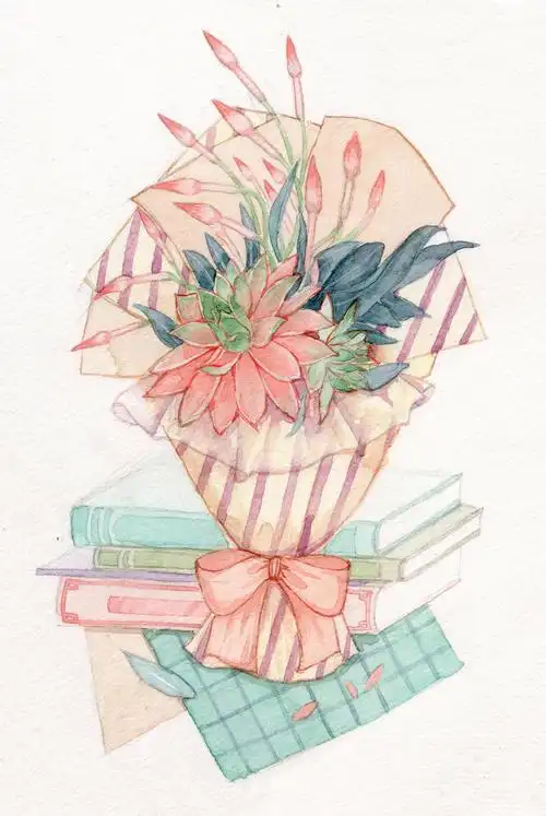 水彩手绘花卉花束插画