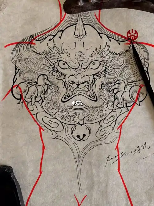 上半背唐狮子手稿设计