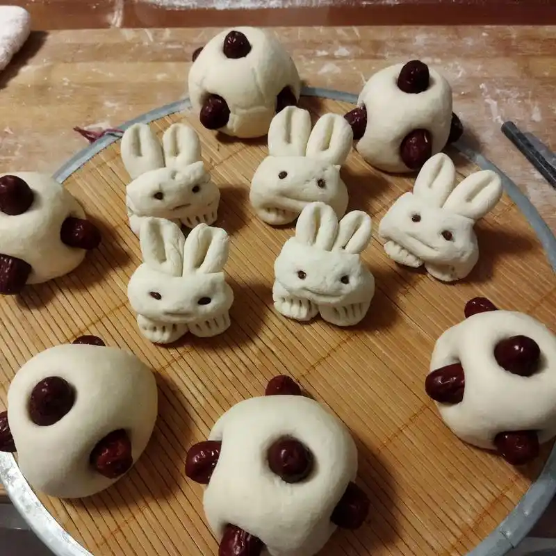 可爱花样馒头做法 #纯手工制作美食 #祝大家2023年兔年 - 抖音