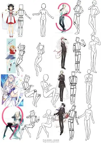 作业:动漫人体绘画学习之日式漫画人体比例画法与训练 - l水立方 - 轻