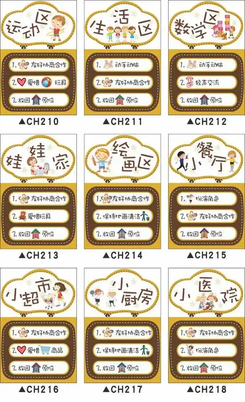 幼儿园区角牌区域规则儿童进区标识贴纸活动布置装饰墙贴ch226植物角