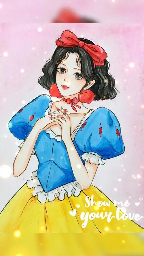 水彩水彩白雪公主绘画过程简单易学一看就会爱上她
