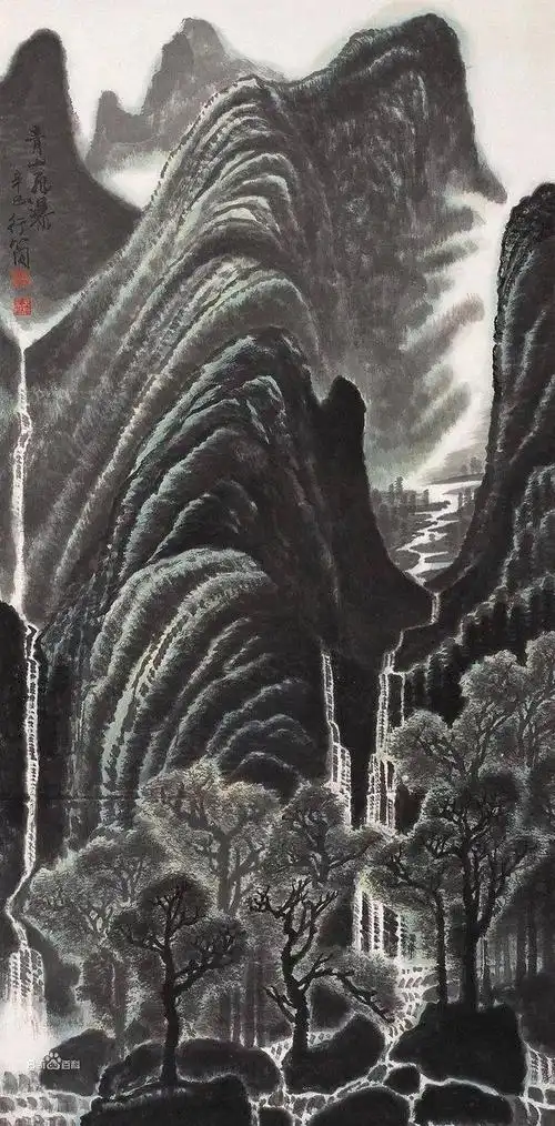 他的山水画尽得李可染真传隐隐有青出于蓝而胜于蓝之势
