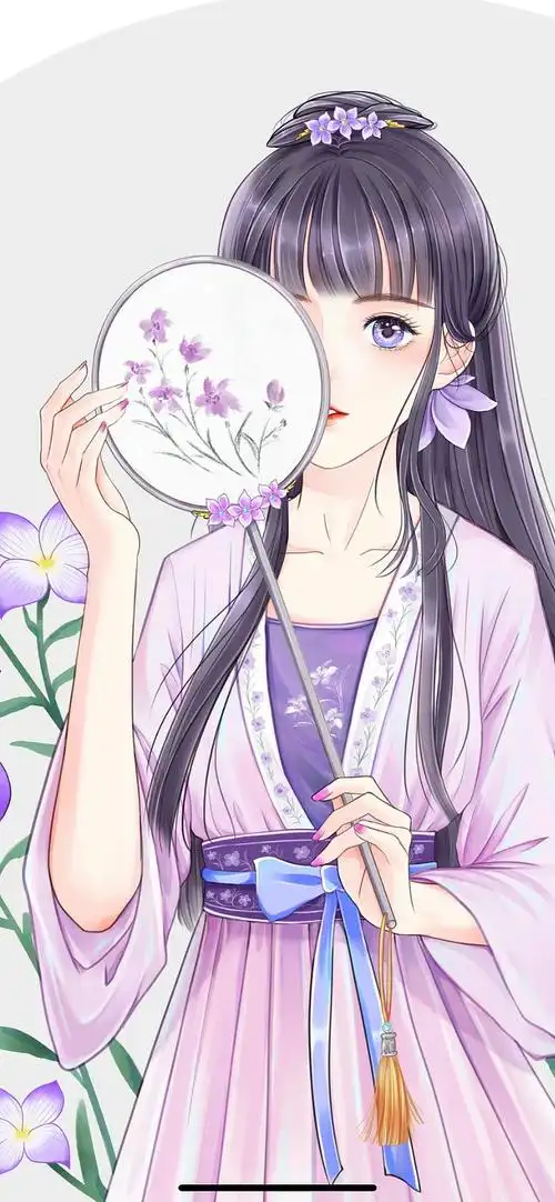 古风插画少女 桔梗花