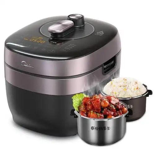 美的电压力锅myht5073pa电压力锅5l家用ih变压沸腾多功能双胆