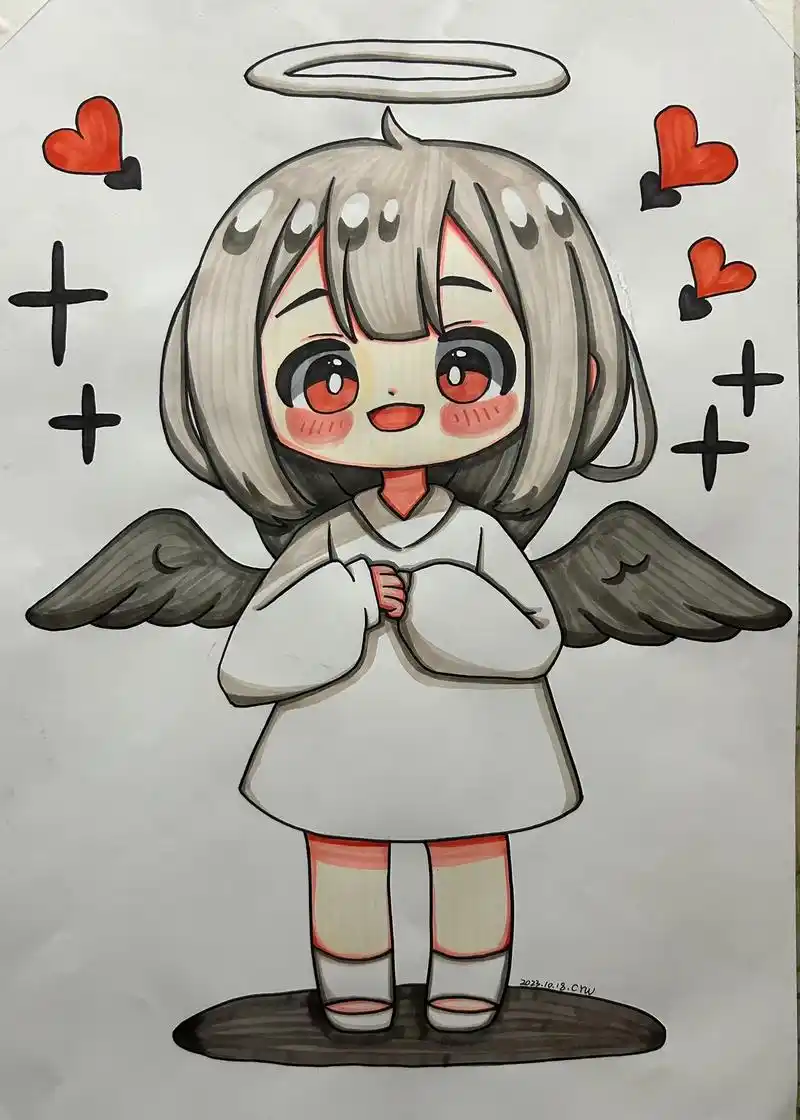 q版人物 #马克笔手绘 #一起学画画 #漫 - 抖音