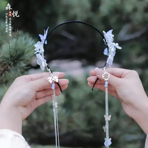 古代发饰超仙少女流苏步摇头箍发扣古风发箍古装配饰明制汉服头饰