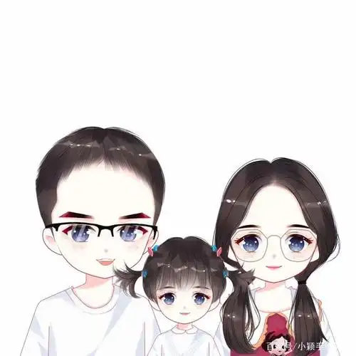 一家三口手绘头像