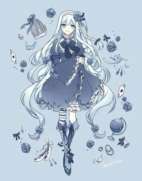 动漫美少女蓝发礼服贵族可爱