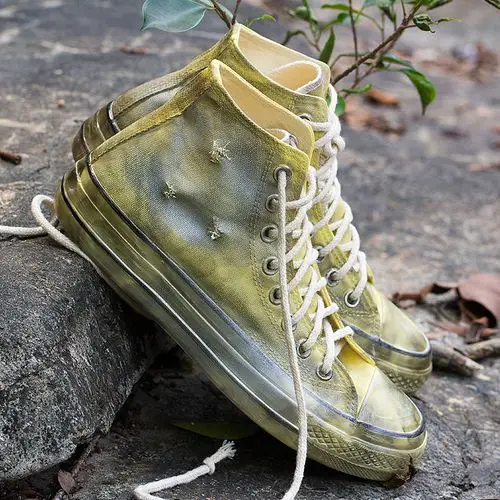 怀旧时光破洞做旧帆布鞋|手工艺|其他手工艺|山野先