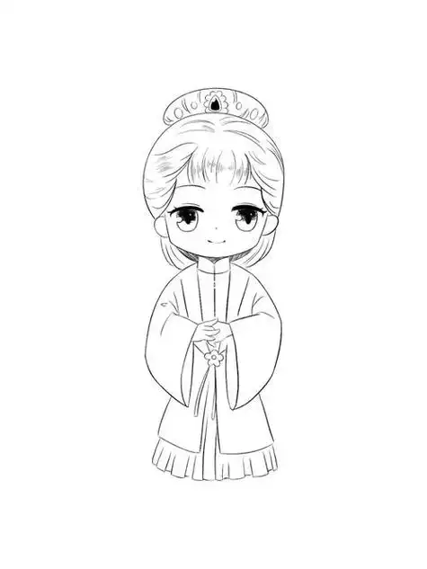 q版人物萌图简笔画古装可爱