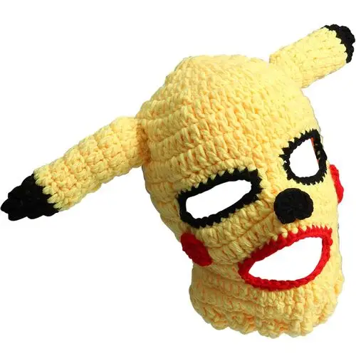 抖音同款网红皮卡丘头套沙雕专用面罩毛线帽子帽子