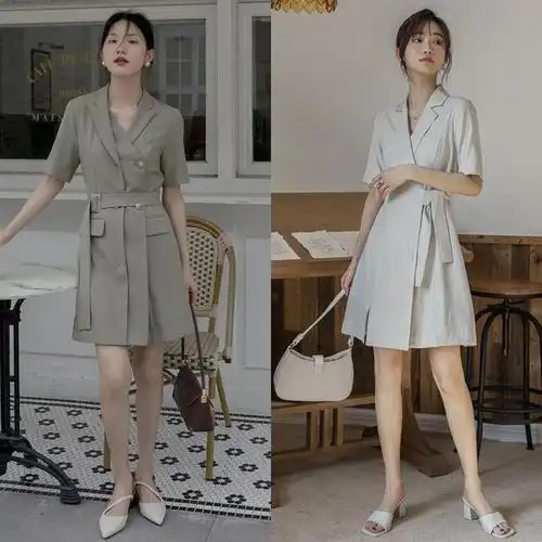 今年夏天这样穿"西装裙",既利落又正式,配对鞋子显气场
