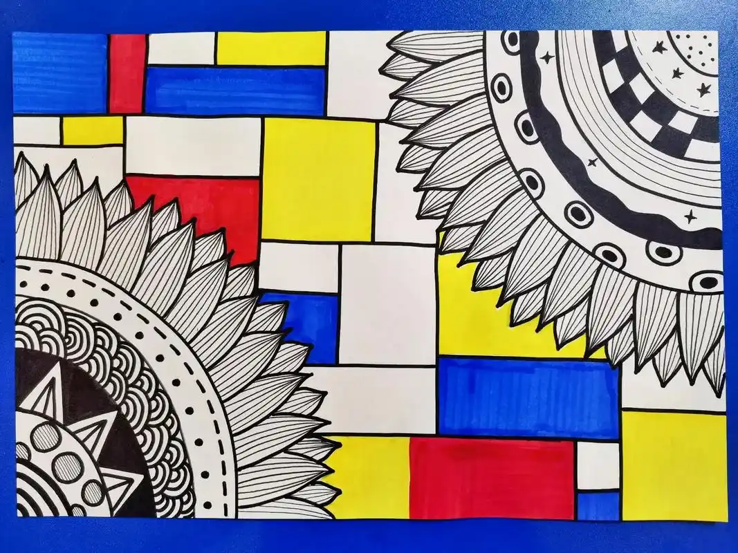 创意美术 #向日葵 #蒙德里安 #线条 #画画 - 抖音