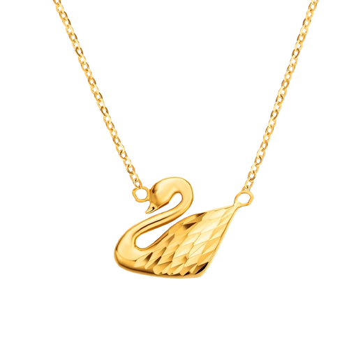 全球行黄金天鹅吊坠新款项链足金套链5g纯金颈饰