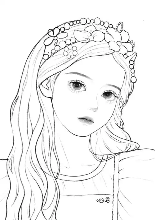 小女孩头像线稿练习15