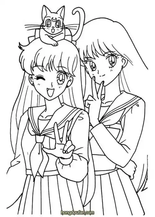 10张美少女美少女战士公主涂色图片免费下载 | 红豆饭小学生简笔画大