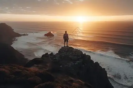 男人正版免费下载照片  |夕阳下的女性背影正版免费下载照片  |海边