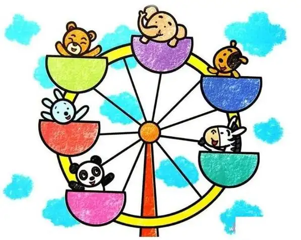 摩天轮的简笔画颜色 简笔画图片大全-蒲城教育文学网