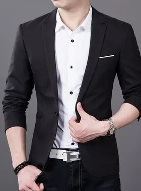 2017秋冬款休闲西服男修身青年韩版小西装男士外套潮单上衣加大码
