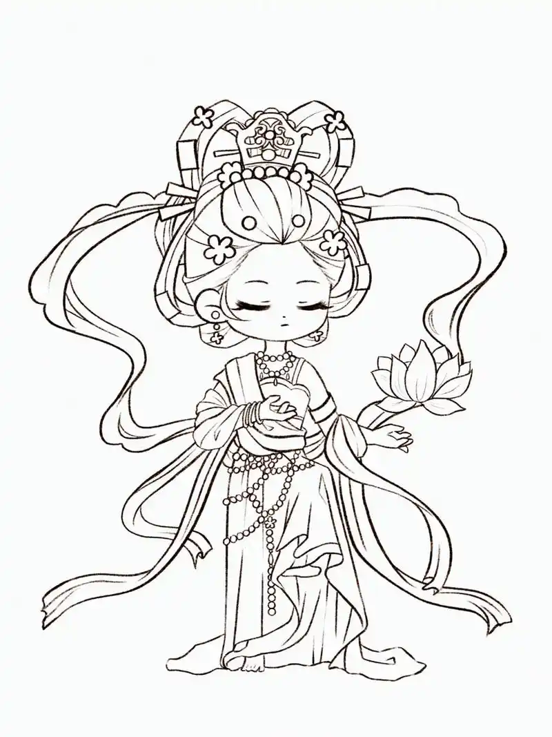 q版敦煌风小美人·线稿篇 人物参考依旧是 指导老师(有课) (有课)