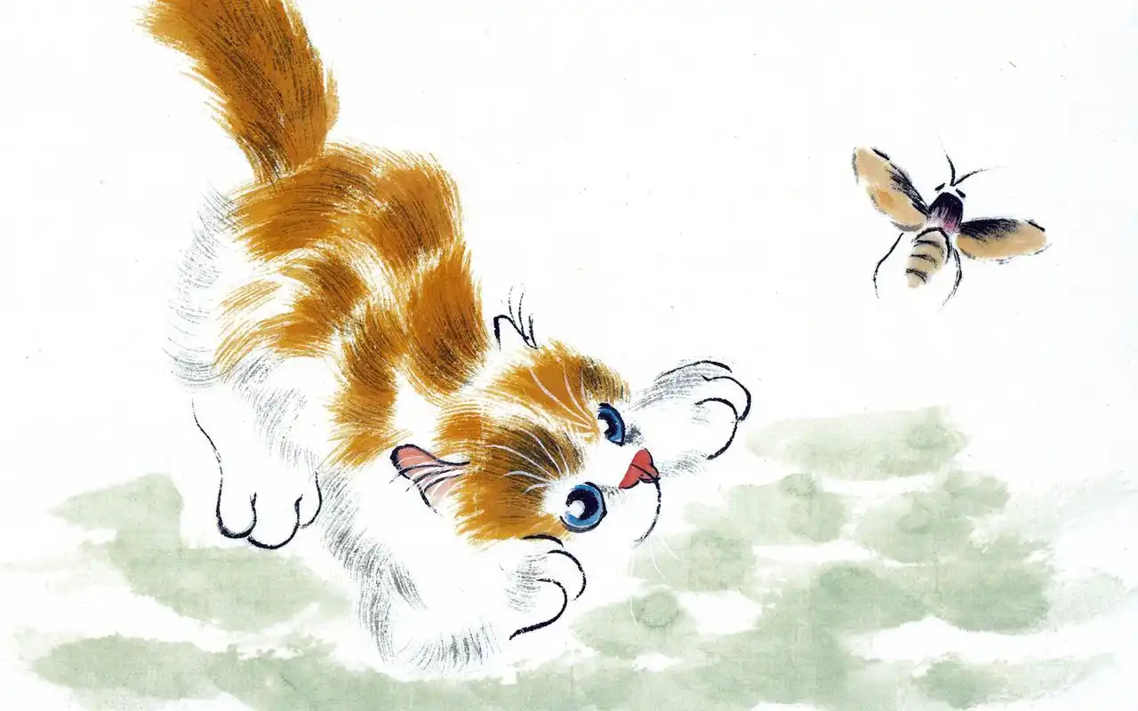 国画猫咪电脑桌面壁纸下载