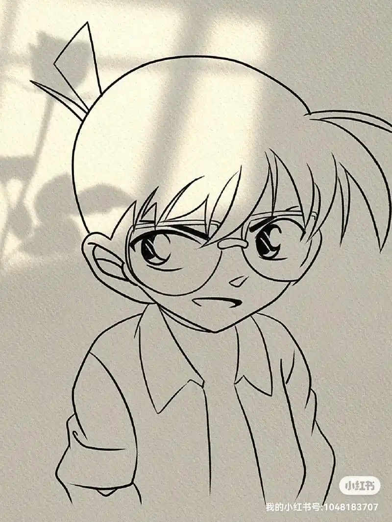 柯南简笔画.#一学就会的简笔画 #简笔画教程 #一起学简笔画 - 抖音