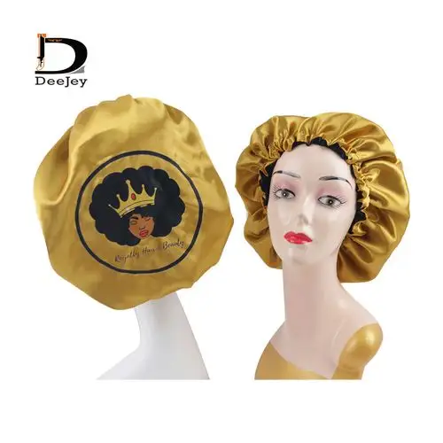 小批量定制双层拼色色丁浴帽假发睡帽美发帽浴帽头巾