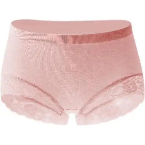 竹纤维内裤女士蕾丝边中腰提臀针织无痕内裤衩竹炭舒适三角裤头