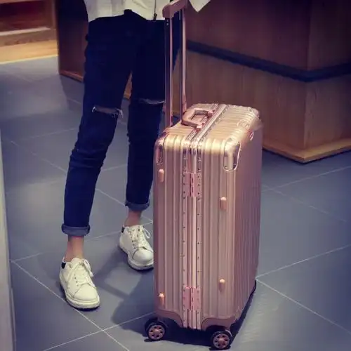 玫瑰金铝框拉杆箱旅行箱行李箱万向轮20登机箱子24/26/29寸男女潮