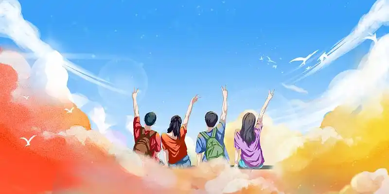 蓝色唯美手绘学生会招新社团纳新展板背景