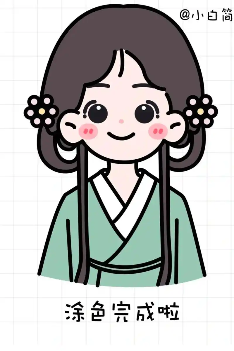 简笔画古代女孩头像.#儿童简笔画 #q版人物 #一起学画画 - 抖音