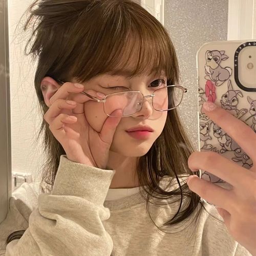 斯文败类金丝眼镜近视女可配度数韩版潮ins风长方形眼镜框架小脸