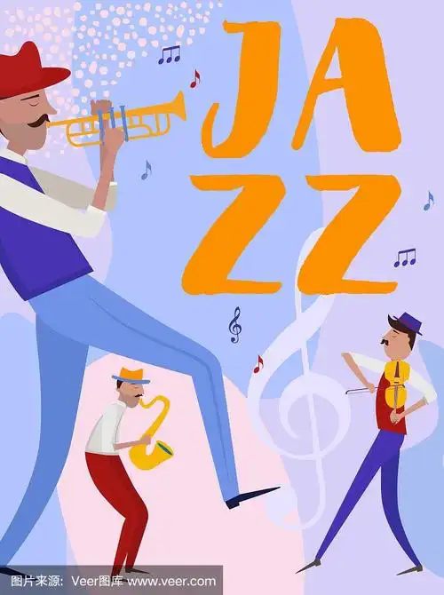 爵士音乐节海报音乐家和乐器.可编辑的矢量图