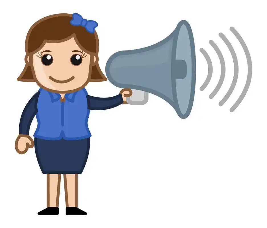 卡通女孩与扬声器-矢量图